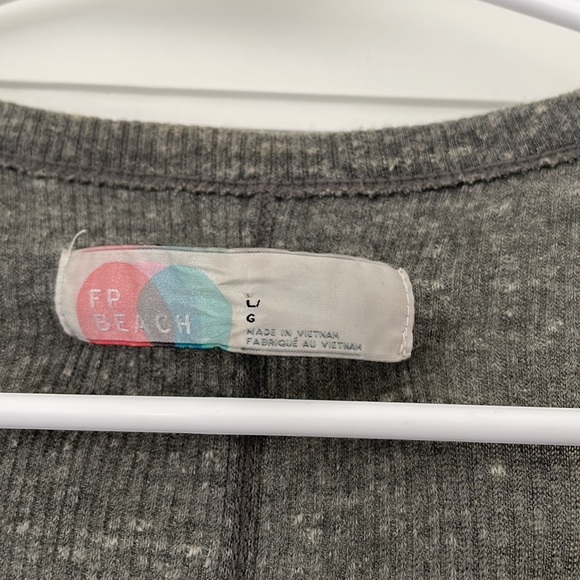 FREE PEOPLE heather grey button down rib sweater - Picture 5 of 6